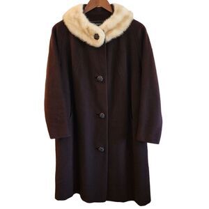 VINTAGE 1960's Bowman's Harrisburg's Wool and Mink Fur Coat Size Medium